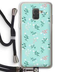 CaseCompany Small white flowers: Samsung Galaxy A8 (2018) Transparant Hoesje met koord