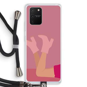 CaseCompany Pink boots: Samsung Galaxy S10 Lite Transparant Hoesje met koord