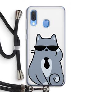 CaseCompany Cool cat: Samsung Galaxy A40 Transparant Hoesje met koord