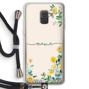 CaseCompany Gele bloemen: Samsung Galaxy A8 (2018) Transparant Hoesje met koord