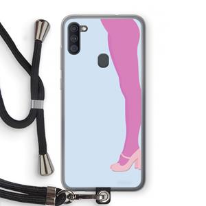 CaseCompany Pink panty: Samsung Galaxy A11 Transparant Hoesje met koord