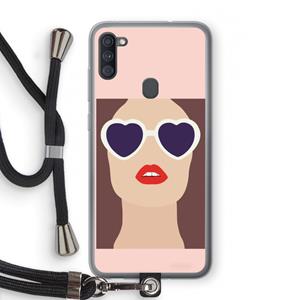 CaseCompany Red lips: Samsung Galaxy A11 Transparant Hoesje met koord