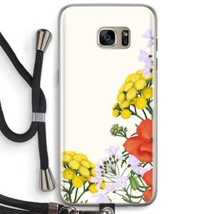 CaseCompany Wilde bloemen: Samsung Galaxy S7 Edge Transparant Hoesje met koord