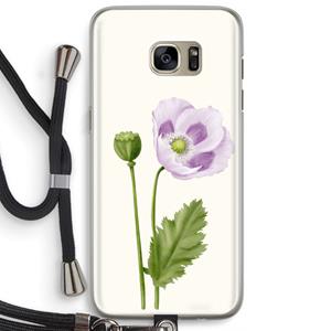 CaseCompany Purple poppy: Samsung Galaxy S7 Edge Transparant Hoesje met koord