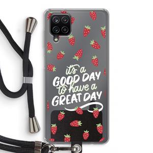 CaseCompany Don't forget to have a great day: Samsung Galaxy A12 Transparant Hoesje met koord