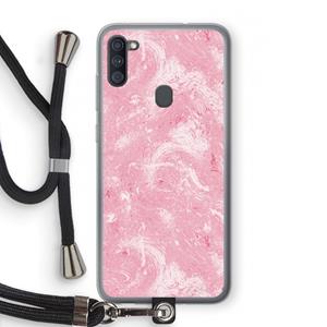 CaseCompany Abstract Painting Pink: Samsung Galaxy A11 Transparant Hoesje met koord