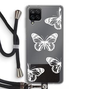 CaseCompany White butterfly: Samsung Galaxy A12 Transparant Hoesje met koord