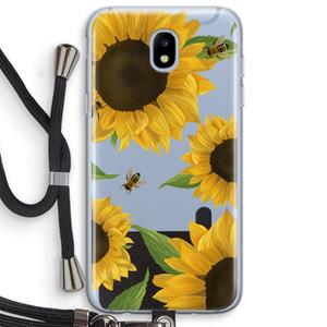 CaseCompany Sunflower and bees: Samsung Galaxy J5 (2017) Transparant Hoesje met koord