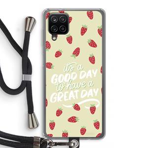CaseCompany Don't forget to have a great day: Samsung Galaxy A12 Transparant Hoesje met koord