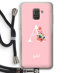 CaseCompany Pink Bouquet: Samsung Galaxy A8 (2018) Transparant Hoesje met koord
