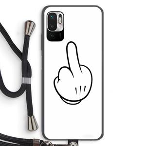 CaseCompany Middle finger white: Xiaomi Redmi Note 10 5G Transparant Hoesje met koord