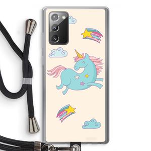 CaseCompany Vliegende eenhoorn: Samsung Galaxy Note 20 / Note 20 5G Transparant Hoesje met koord