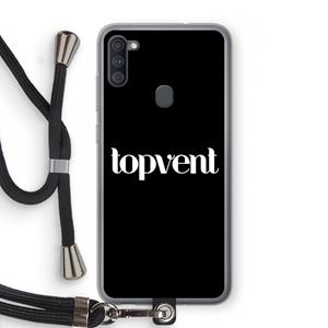 CaseCompany Topvent Zwart: Samsung Galaxy A11 Transparant Hoesje met koord