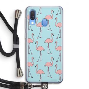 CaseCompany Anything Flamingoes: Samsung Galaxy A40 Transparant Hoesje met koord