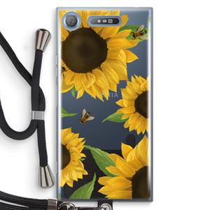 CaseCompany Sunflower and bees: Sony Xperia XZ1 Transparant Hoesje met koord