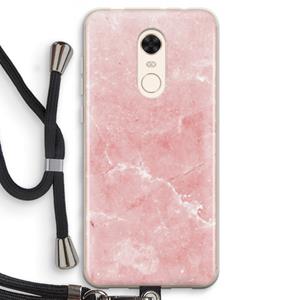 CaseCompany Roze marmer: Xiaomi Redmi 5 Transparant Hoesje met koord