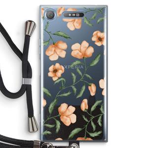 CaseCompany Peachy flowers: Sony Xperia XZ1 Transparant Hoesje met koord