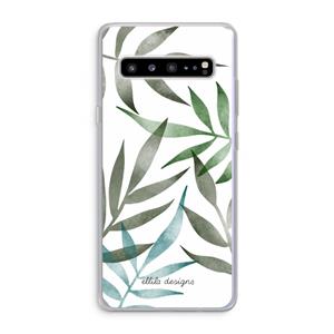 CaseCompany Tropical watercolor leaves: Samsung Galaxy S10 5G Transparant Hoesje