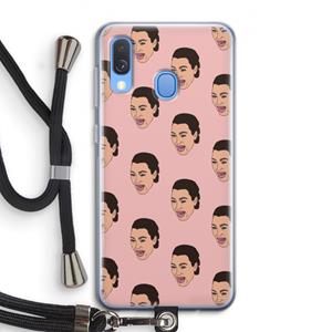 CaseCompany Ugly Cry Call: Samsung Galaxy A40 Transparant Hoesje met koord