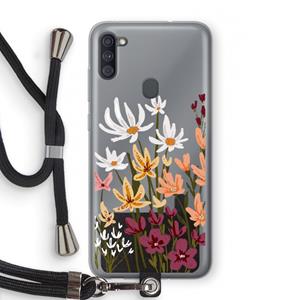 CaseCompany Painted wildflowers: Samsung Galaxy A11 Transparant Hoesje met koord