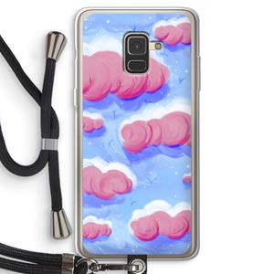 CaseCompany Roze wolken met vogels: Samsung Galaxy A8 (2018) Transparant Hoesje met koord