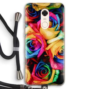 CaseCompany Neon bloemen: Xiaomi Redmi 5 Transparant Hoesje met koord