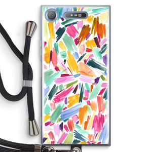 CaseCompany Watercolor Brushstrokes: Sony Xperia XZ1 Transparant Hoesje met koord