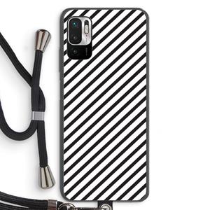 CaseCompany Strepen zwart-wit: Xiaomi Redmi Note 10 5G Transparant Hoesje met koord