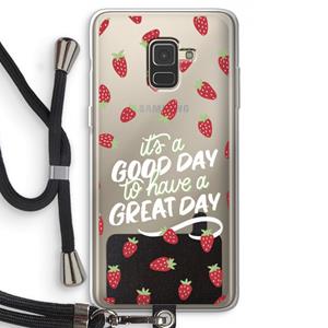 CaseCompany Don't forget to have a great day: Samsung Galaxy A8 (2018) Transparant Hoesje met koord