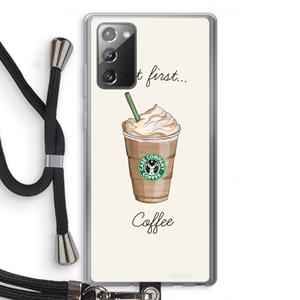 CaseCompany But first coffee: Samsung Galaxy Note 20 / Note 20 5G Transparant Hoesje met koord
