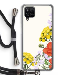 CaseCompany Wilde bloemen: Samsung Galaxy A12 Transparant Hoesje met koord