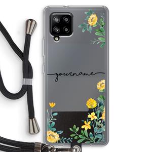 CaseCompany Gele bloemen: Samsung Galaxy A42 5G Transparant Hoesje met koord