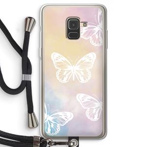 CaseCompany White butterfly: Samsung Galaxy A8 (2018) Transparant Hoesje met koord