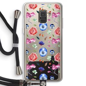 CaseCompany Bloemetjes: Samsung Galaxy A8 (2018) Transparant Hoesje met koord