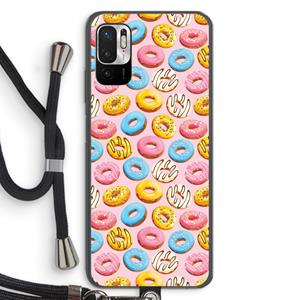 CaseCompany Pink donuts: Xiaomi Redmi Note 10 5G Transparant Hoesje met koord