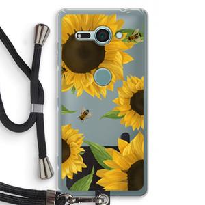 CaseCompany Sunflower and bees: Sony Xperia XZ2 Compact Transparant Hoesje met koord