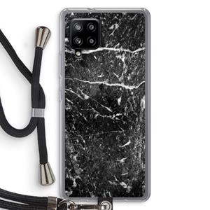 CaseCompany Zwart marmer: Samsung Galaxy A42 5G Transparant Hoesje met koord