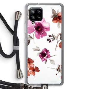 CaseCompany Geschilderde bloemen: Samsung Galaxy A42 5G Transparant Hoesje met koord