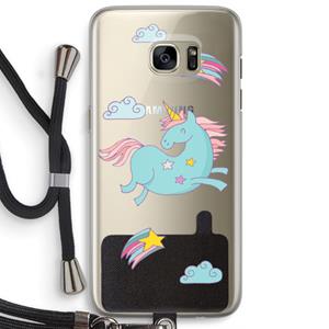 CaseCompany Vliegende eenhoorn: Samsung Galaxy S7 Edge Transparant Hoesje met koord