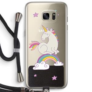 CaseCompany Regenboog eenhoorn: Samsung Galaxy S7 Edge Transparant Hoesje met koord
