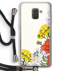 CaseCompany Wilde bloemen: Samsung Galaxy A8 (2018) Transparant Hoesje met koord