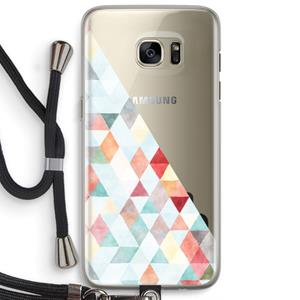 CaseCompany Gekleurde driehoekjes pastel: Samsung Galaxy S7 Edge Transparant Hoesje met koord