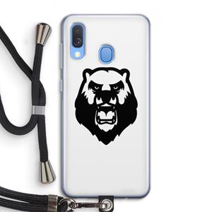 CaseCompany Angry Bear (white): Samsung Galaxy A40 Transparant Hoesje met koord