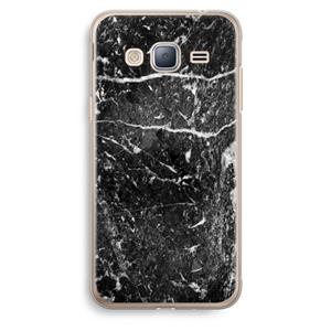 CaseCompany Zwart marmer: Samsung Galaxy J3 (2016) Transparant Hoesje