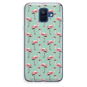 CaseCompany Flamingoprint groen: Samsung Galaxy A6 (2018) Transparant Hoesje