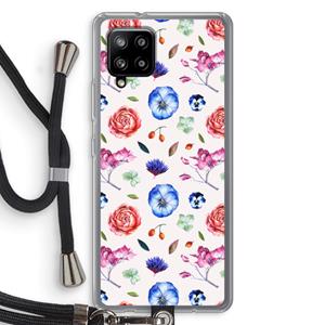 CaseCompany Bloemetjes: Samsung Galaxy A42 5G Transparant Hoesje met koord