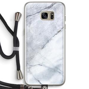 CaseCompany Witte marmer: Samsung Galaxy S7 Edge Transparant Hoesje met koord