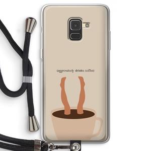 CaseCompany Aggressively drinks coffee: Samsung Galaxy A8 (2018) Transparant Hoesje met koord