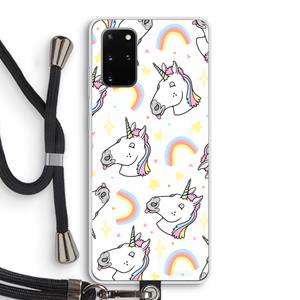 CaseCompany Rainbow Unicorn: Samsung Galaxy S20 Plus Transparant Hoesje met koord