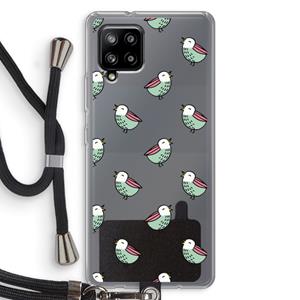 CaseCompany Vogeltjes: Samsung Galaxy A42 5G Transparant Hoesje met koord